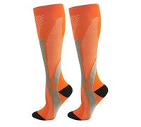 Calze sportive professionali a compressione per uomo e donna calze da ciclismo sopra il ginocchio e calze da calcio per polpaccio, arancione, XXL
