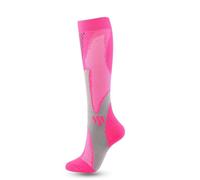 Calze sportive professionali a compressione per uomo e donna calze da ciclismo sopra il ginocchio e calze da calcio per polpaccio, rosa 1,L