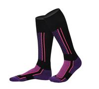 Calze Sportive Touring Ski,Calzini da Sci Donna,Calzini Invernali Calde al Ginocchio,Nero Viola Calze Da Sci Termiche,1Paia Calzini Sportivi Termiche Invernali,Calze Termiche Donna per Tour,Snowboard