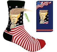 Calze Trump con capelli - Unisex divertente regalo calze novità President 2020 calze con pettine - Nero - taglia unica