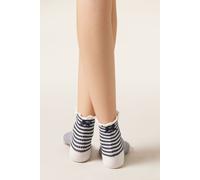 Calzedonia Calze a Righe e Fiocco Donna Blu Taglia TAGLIA UNICA