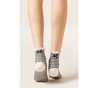 Calzedonia Calze a Righe e Fiocco Donna Nero Taglia TAGLIA UNICA