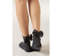 Calzedonia Calze con Fiocco in Cotone Donna Nero Taglia TAGLIA UNICA