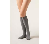 Calzedonia Calze Lunghe a Costine con Cashmere Donna Grigio Taglia 36-38