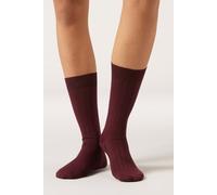 Calzedonia Calze Lunghezza 3/4 a Coste Donna Bordeaux Taglia TAGLIA UNICA