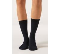 Calzedonia Calze Lunghezza 3/4 a Coste Donna Nero Taglia TAGLIA UNICA