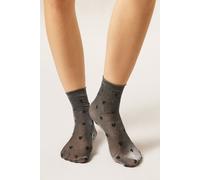 Calzedonia Calzini Velati Glitter e Cuori Donna Nero Taglia TAGLIA UNICA