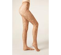 Calzedonia Collant a Rete Floreale Donna Naturale Taglia 3/4
