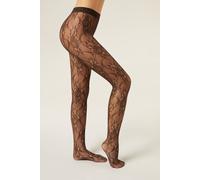 Calzedonia Collant in Pizzo a Fiori Donna Marrone Taglia 3
