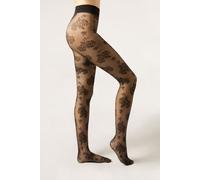 Calzedonia Collant Motivo a Fiori Donna Nero Taglia 3/4