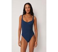 Calzedonia Costume Intero Crinkle Waves Donna Blu Taglia L