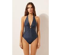 Calzedonia Costume Intero Glowing Python Donna Blu Taglia M