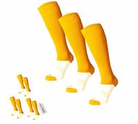 Calzettoni da Calcio SET 3 PEZZI - 10 COLORI DISPONIBILI - Calza da Calcio Uomo, Ragazzo e Bambino (IT, Testo, S, Regular, Regular, 28-34, GIALLO)