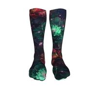 Calzini a compressione alti fino al ginocchio da 20 pollici con motivo a garofano rosso e verde per donne e uomini, supporto per la corsa e il viaggio
