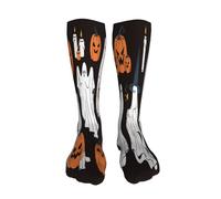 Calzini a compressione alti fino al ginocchio da 20 pollici con motivo di fantasmi e zucche di Halloween per donne e uomini, supporto per la corsa e il viaggio
