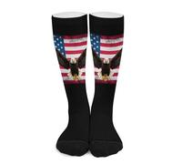 Calzini a compressione America Bald Eagle con ali spiegate per donna e uomo, calze alte per la corsa e i viaggi Calze a compressione per uomo e donna, modello a gambaletto alto, ideali per la corsa e