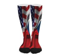 Calzini a compressione America Vs Repubblica Ceca, bandiera ceca, per donna e uomo, calze alte per la corsa e i viaggi Calze a compressione per uomo e donna, modello a gambaletto alto, ideali per la