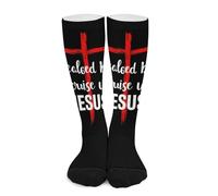 Calzini a compressione con croce guarita da Gesù per donne e uomini, calze alte per la corsa e i viaggi Calze a compressione per uomo e donna, modello a gambaletto alto, ideali per la corsa e i viagg