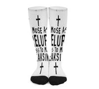 Calzini a compressione con ispirazione religiosa e croce cristiana per donne e uomini, calze alte per la corsa e i viaggi Calze a compressione per uomo e donna, modello a gambaletto alto, ideali per