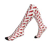 Calzini a compressione con stampa rossa Pepper Chili per donne e uomini, 15-20 mmHg, supporto per infermieri, viaggi, corsa, atletica, calze a compressione, calzini di supporto