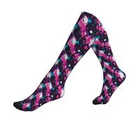 Calzini a compressione con stampa tie-dye rosa e blu per donne e uomini, 15-20 mmHg, supporto per infermieri, viaggi, corsa, atletica, calze a compressione, calzini di supporto
