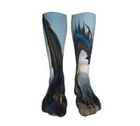 Calzini a compressione da 20 pollici con motivo a drago blu selvaggio per donne e uomini, calze a compressione alte fino al ginocchio, supporto per la corsa e il viaggio