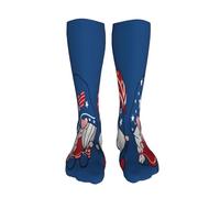 Calzini a compressione da 20 pollici con motivo Three Gnome Independence Day per donne e uomini, calze a compressione alte fino al ginocchio, supporto per la corsa e il viaggio