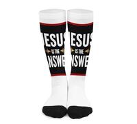 Calzini a compressione religiosi Jesus is the Answer per donne e uomini, calze alte per la corsa e i viaggi Calze a compressione per uomo e donna, modello a gambaletto alto, ideali per la corsa e i v