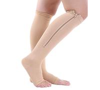 Calzini a compressione unisex senza cuciture antiscivolo per prevenzione vene varicose sport dimagrimento, taglia L/XL, colore nudo
