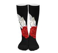 Calzini a compressione vintage cristiani con croce di Gesù Cristo e rosa per donne e uomini, calze alte per la corsa e i viaggi Calze a compressione per uomo e donna, modello a gambaletto alto, ideal