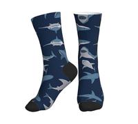 Calzini A Metà Polpaccio Blue Cartoon Shark Socks Calcio Comodo Sport Calzettoni Resistente Calzini Sportivi Per Anniversario Corsa Marito 40CM