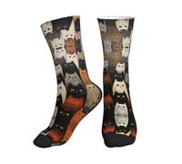 Calzini A Metà Polpaccio Cat Print Socks Calcio Comodo Calze Sportive Elastico Calzini Sportivi Per Anniversario Marito Ciclismo 40CM