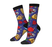 Calzini A Metà Polpaccio Christmas Retro Vintage Colorful Holiday Art Socks Calcio Resistente Calze Sportive Elastico Calzini Sportivi Corsa Perpalestra Ciclismo