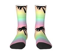 Calzini A Metà Polpaccio Colorful Rainbow Palm Tree Socks Calcio Antiscivolo Calze Ciclismo Traspirante Calzini Sportivi Per Ciclismo Anniversario Marito