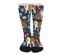 Calzini a metà polpaccio, con faccine di bulldog inglese, simpatiche facce di cane menta, casual, divertenti, calzini sportivi per donne e uomini, Bulldogs inglesi cani carini di Natale, Taglia unica