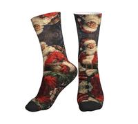 Calzini A Metà Polpaccio Merry Christmas Print Sport Calzettoni Comodo Calze Ciclismo Traspirante Socks Calcio Per Anniversario Corsa Marito 40CM