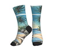 Calzini A Metà Polpaccio Palm Tree Shore Print Calze Sportive Comodo Sport Calzettoni Traspirante Calzini Sportivi Per Marito Corsa Anniversario 40CM
