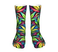 Calzini A Metà Polpaccio Psychedelic Tropical Weeds Calze Ciclismo Elastico Socks Calcio Comodo Calzini Sportivi Per Palestra Anniversario Marito 40Cm