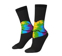 Calzini A Metà Polpaccio Rainbow Hearts Gay Pride Love Calze Ciclismo Elastico Socks Calcio Antiscivolo Sport Calzettoni Per Anniversario Corsa Palestra
