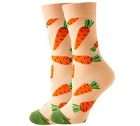 Calzini a nido d'ape per donne, uomini e adolescenti, divertenti calzini casual con frutta, simpatici calzini con stampa di ciambelle, Carota arancione, Taglia unica