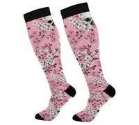 calzini al ginocchio Sugar Skull Pink Cherry Bloom Flower Butterfly