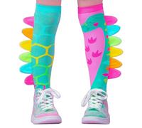 Calzini alti al ginocchio con dinosauri, punte 3D colorate, design rosa e turchese non corrispondenti, taglia 6-99