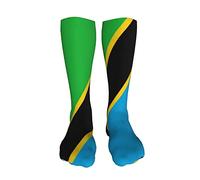 Calzini alti alla coscia Bandiera colorata della Tanzania Sopra il ginocchio Calze a compressione Calze lunghe al ginocchio per donna Uomo Natale Halloween