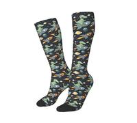 Calzini Alti Sono Astronaut Dinosaur And Space 1 Print Contenitive Donne Calzini Elastico Calze Contenitive Resistente Sport Calzettoni Per Infermiera Escursioni Recupero 50Cm