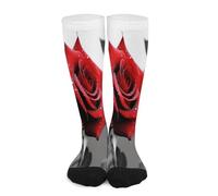Calzini Alti Sono Black And White Red Roses Compression Socks Comodo Compressione Calze Traspirante Contenitive Donne Calzini Per Recupero Infermiera Escursioni 50Cm