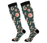 Calzini Alti Sono Christmas Candy Vintage Green Contenitive Donne Calzini Comodo Sport Calzettoni Resistente Calze Antitrombo Per Escursioni Trekking Vene Varicose 1 Par 50Cm