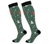 Calzini Alti Sono Christmas Tree Candy Snowflake Contenitive Donne Calzini Comodo Compressione Calze Elastico Calze A Compressione Per Recupero Giri In Bici Vene Varicose 50Cm