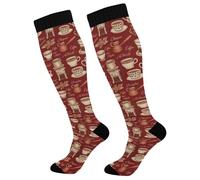 Calzini Alti Sono Coffee Doodle Calze Antitrombo Comodo Contenitive Donne Calzini Resistente Compressione Calze Per Infermiera Vene Varicose Recupero 50Cm