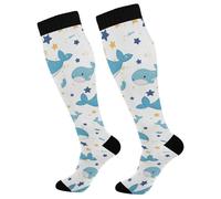 Calzini Alti Sono Cute Blue Whales Calze A Compressione Elastico Calze Contenitive Traspirante Compressione Calze Per Trekking Recupero Escursioni 50Cm
