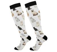 Calzini Alti Sono Cute Cats Kitten Compressione Calze Resistente Contenitive Donne Calzini Comodo Calze Contenitive Per Recupero Vene Varicose Giri In Bici 50Cm